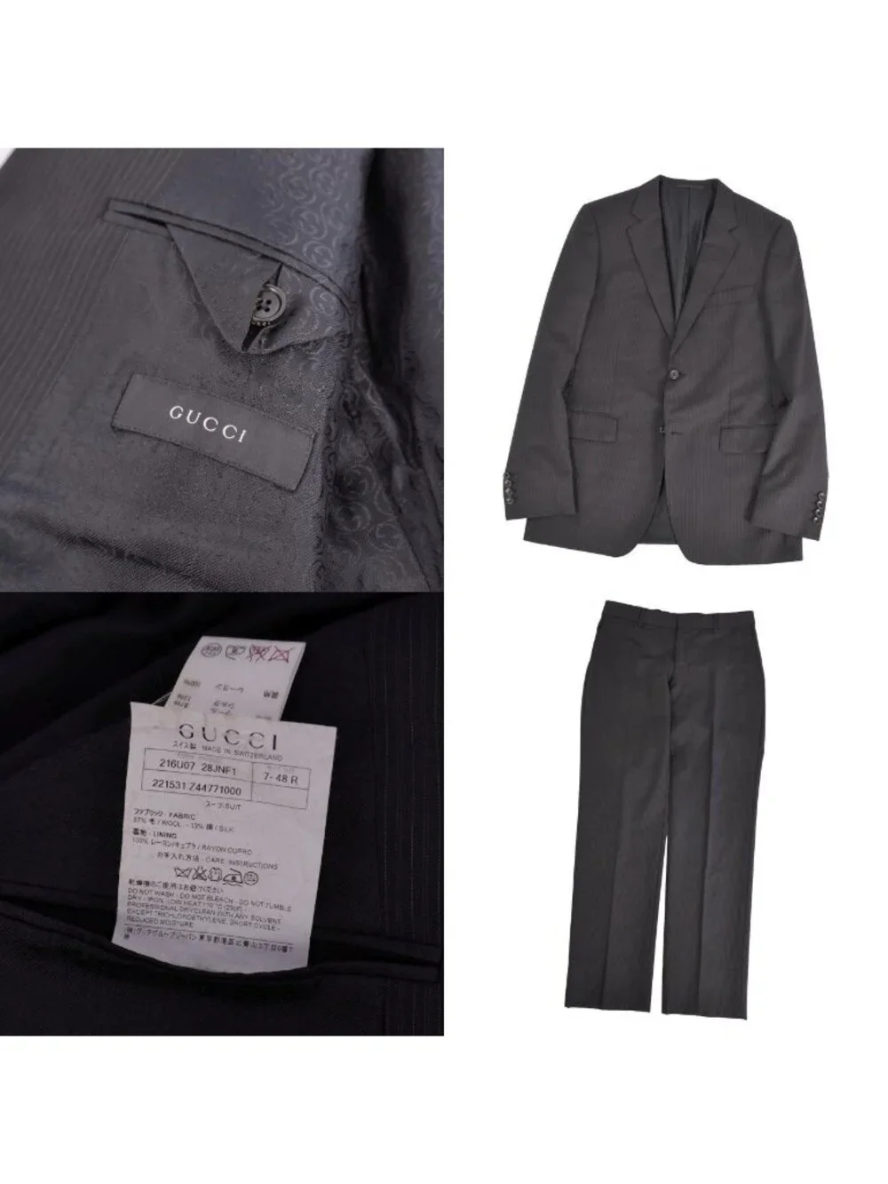 Gucci Set Suit Single Stripe Wool Lining